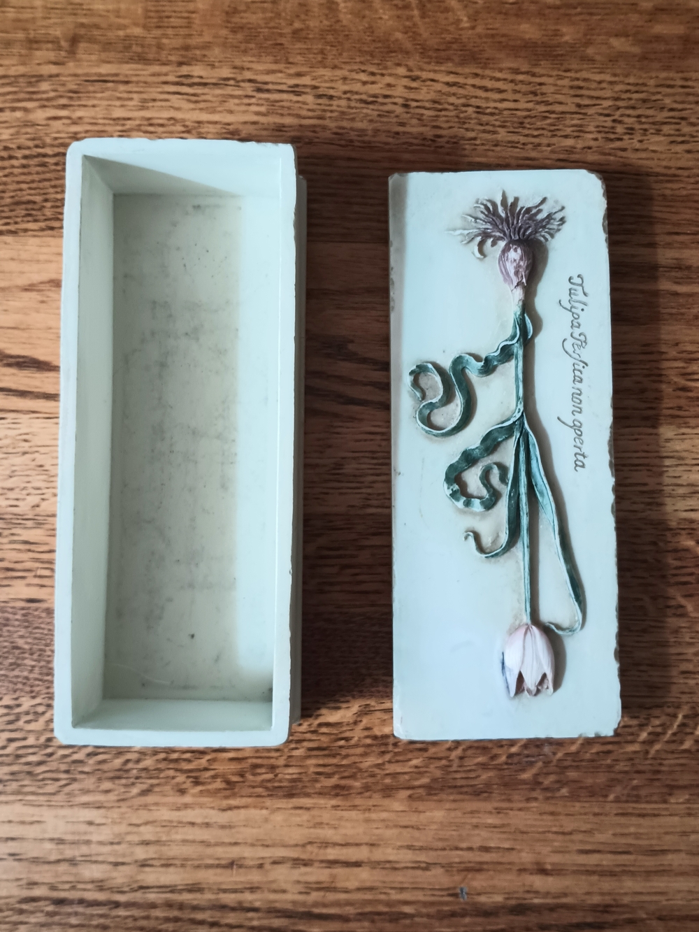 Floral Embossed Trinket Box in Pale Mint